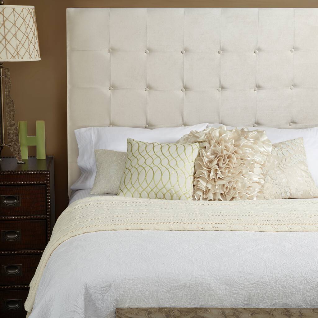 Humble + Haute Stratton Velvet Ivory Tall Tufted Upholstered Headboard
