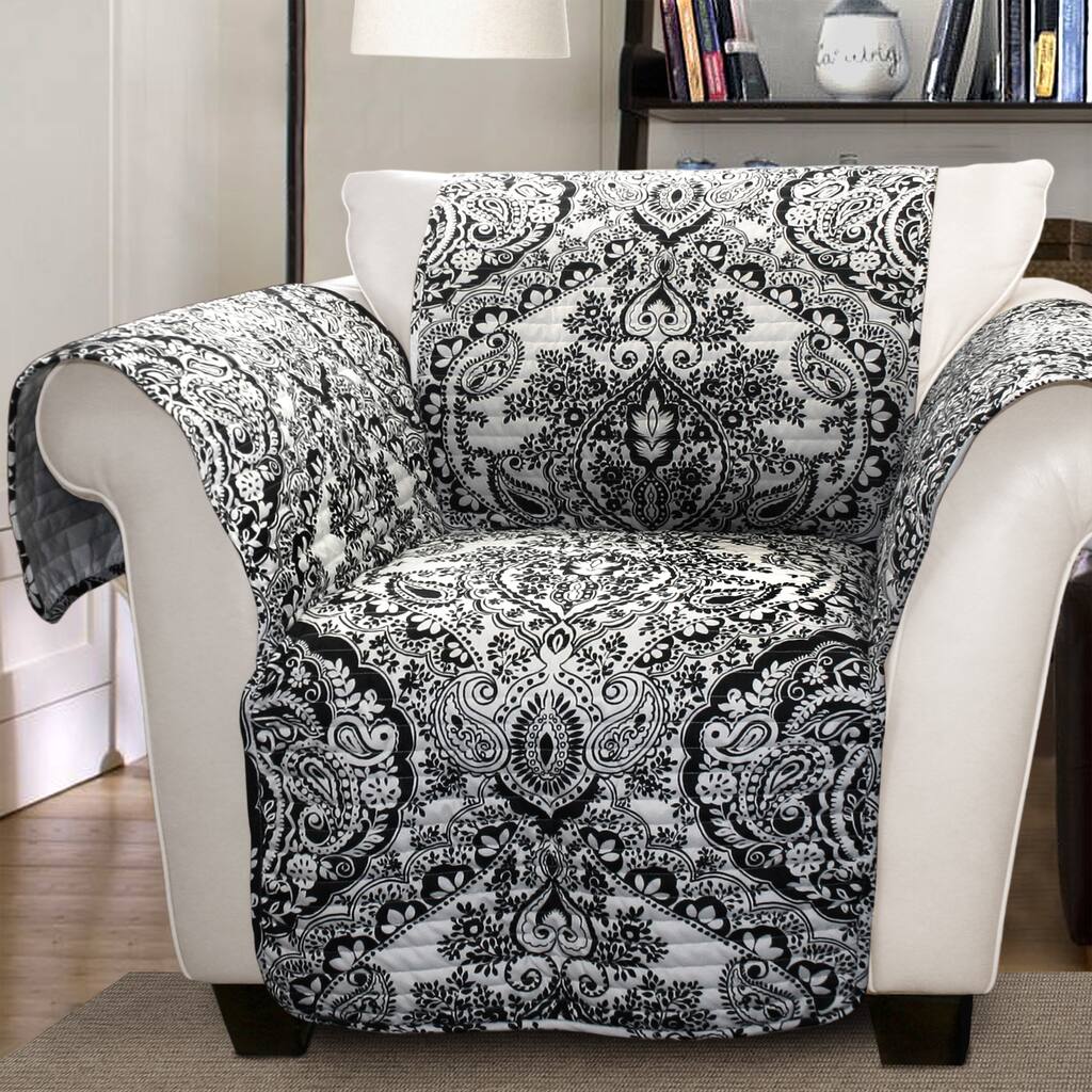 Lush Decor Aubree Armchair Black/ White Furniture Protector Slipcover