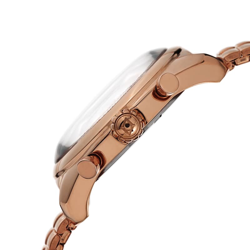 Akribos XXIV Men's Quartz Multifunction Dual-time Stainless Steel Expanding Rose-Tone Bracelet Watch - Gold