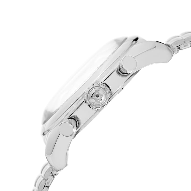 Akribos XXIV Men's Quartz Multifunction Dual-time Stainless Steel Expanding Silver-Tone Bracelet Wat - silver