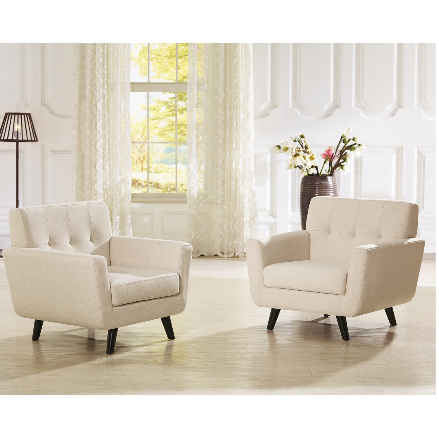 Shop Baxton Studio Novak Contemporary Beige Linen Upholstered Armchair