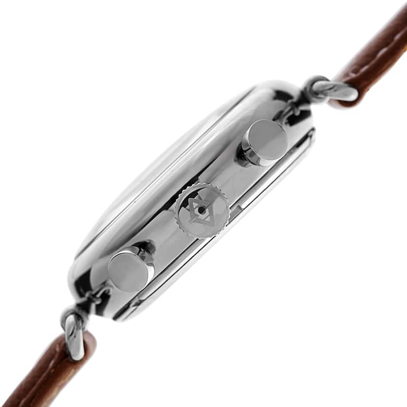 Akribos XXIV Women's Multifunction Chronograph Leather Silver-Tone Strap Watch - brown