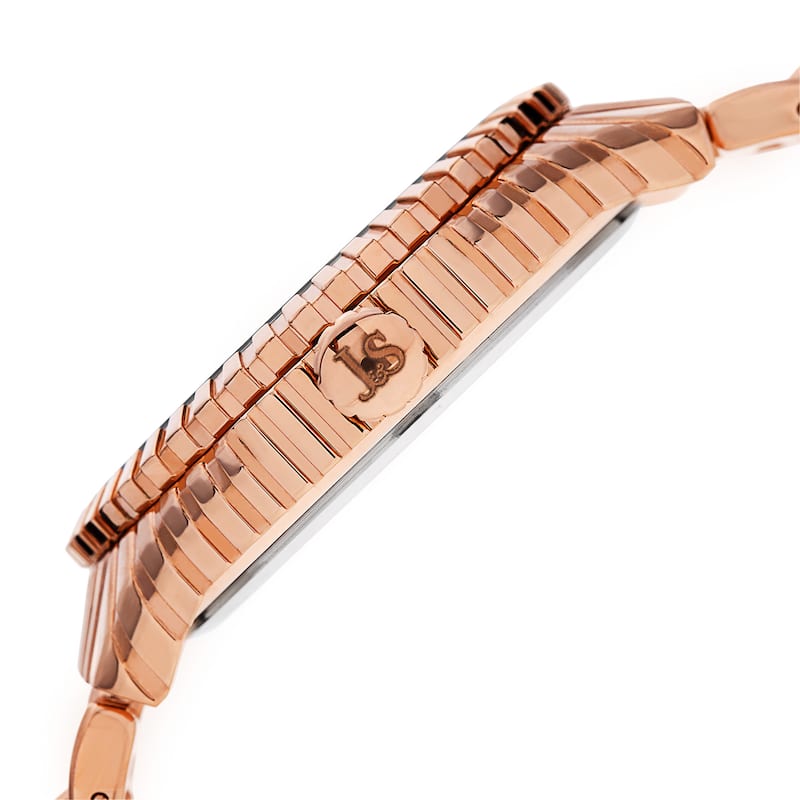 Joshua & Sons Men's Quartz Etched Pattern Dial Edgy Rose-Tone Bracelet Watch - Gold