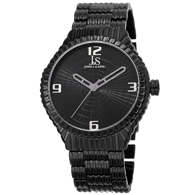 Joshua & Sons Men's Quartz Etched Pattern Dial Edgy Bracelet Watch - Black
