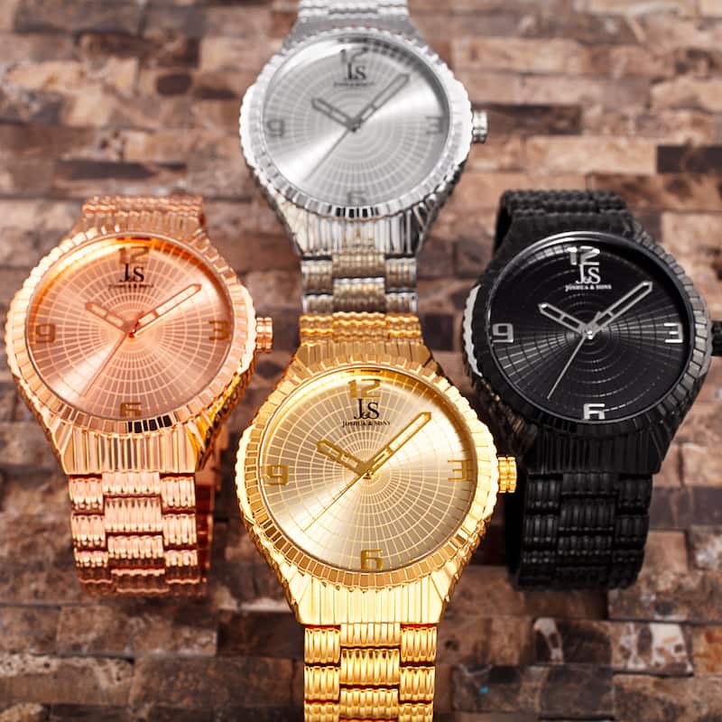 Joshua & Sons Men's Quartz Etched Pattern Dial Edgy Bracelet Watch