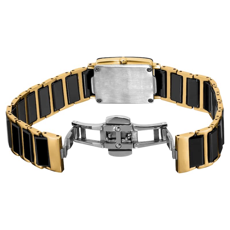 Akribos XXIV Women's Rectangular Diamond-Accented Ceramic Quartz Bracelet Watch