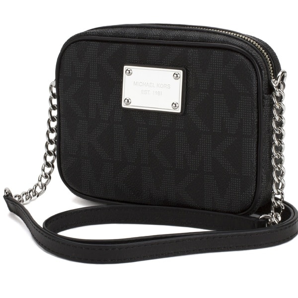 Shop Michael Kors Jet Set Black Signature Large East/West Crossbody Handbag - Free Shipping ...