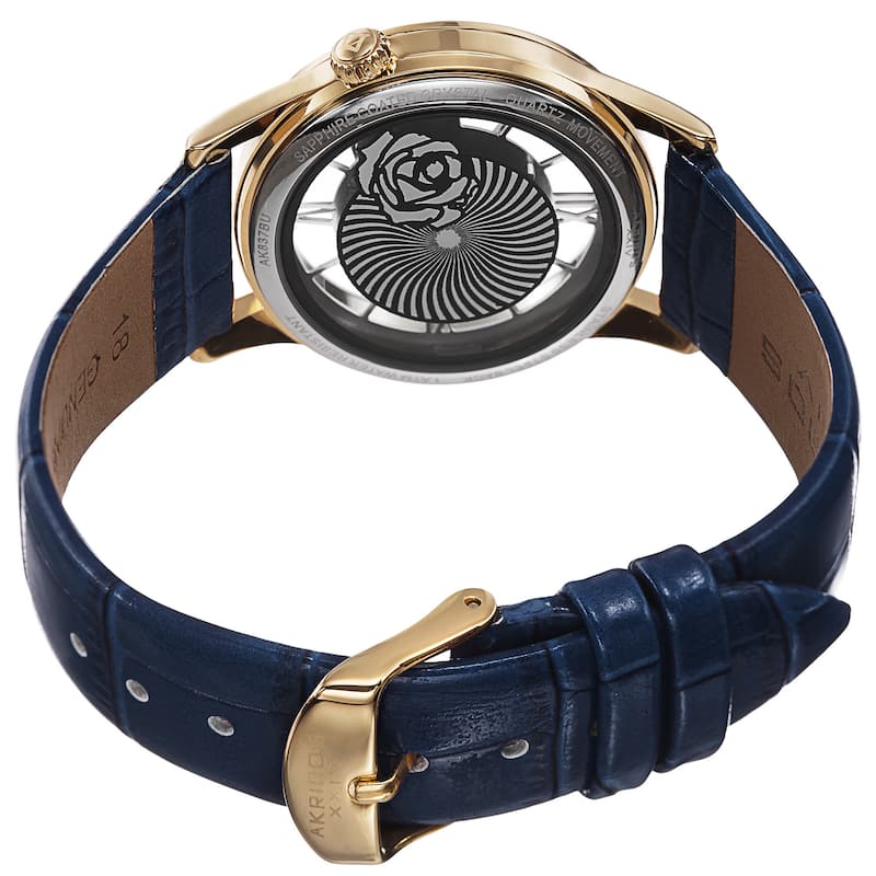 Akribos XXIV Women's Unique Floral Leather Strap Watch