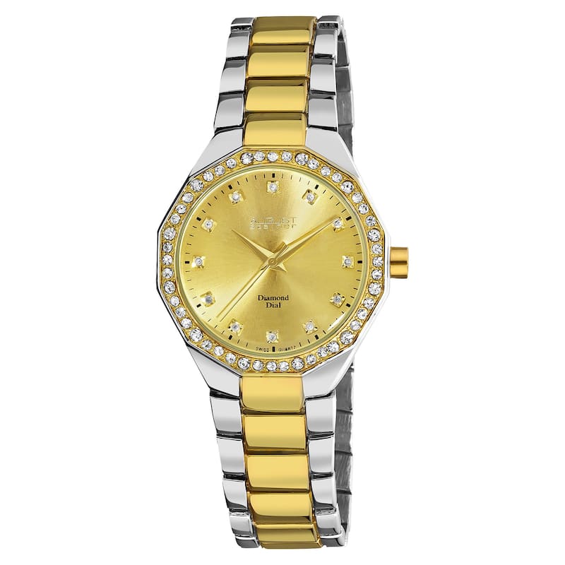August Steiner Women's Diamond Swiss Quartz Alloy Two-Tone Bracelet Watch
