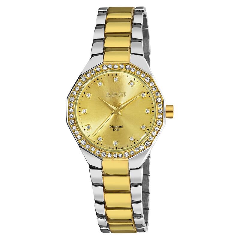 August Steiner Women's Diamond Swiss Quartz Alloy Two-Tone Bracelet Watch