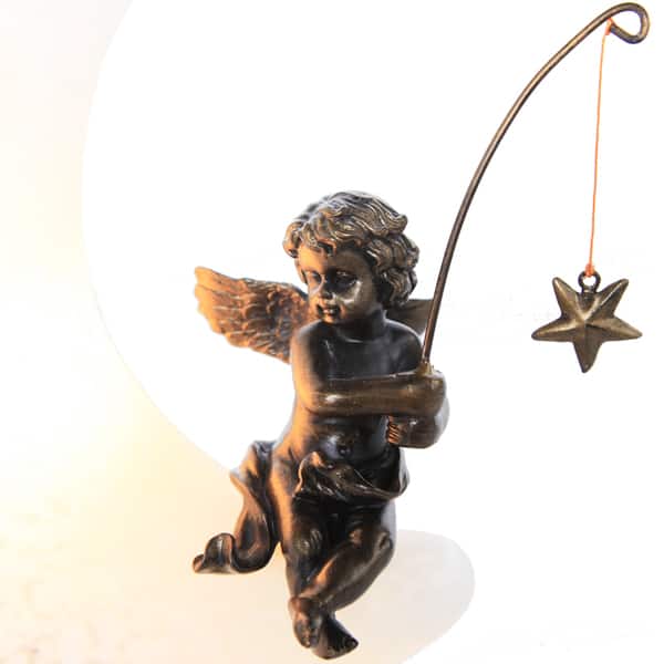 Blown Glass White Moon Cherub Accent Lamp Blown Glass White Moon Cherub Accent Lamp