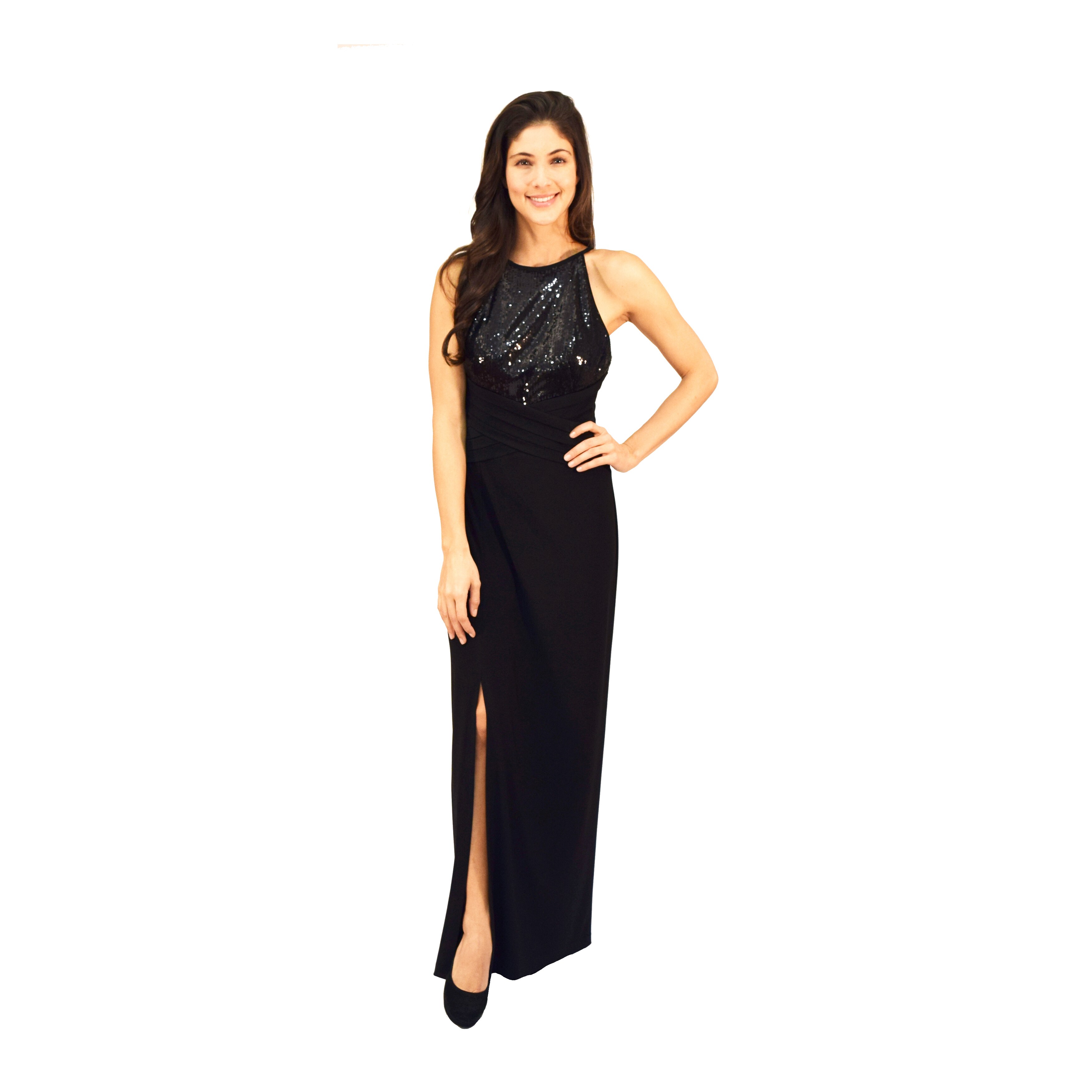 r & m richards sleeveless evening gown