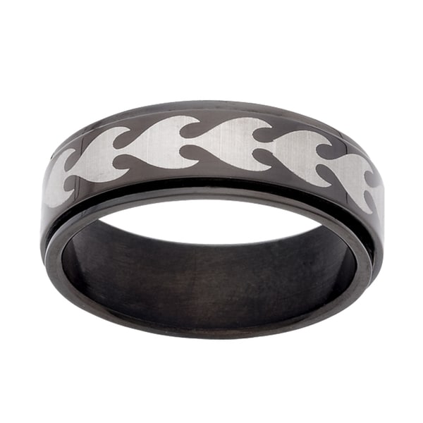 Blackened Stainless Steel Tribal Spinner Band. Opens flyout.