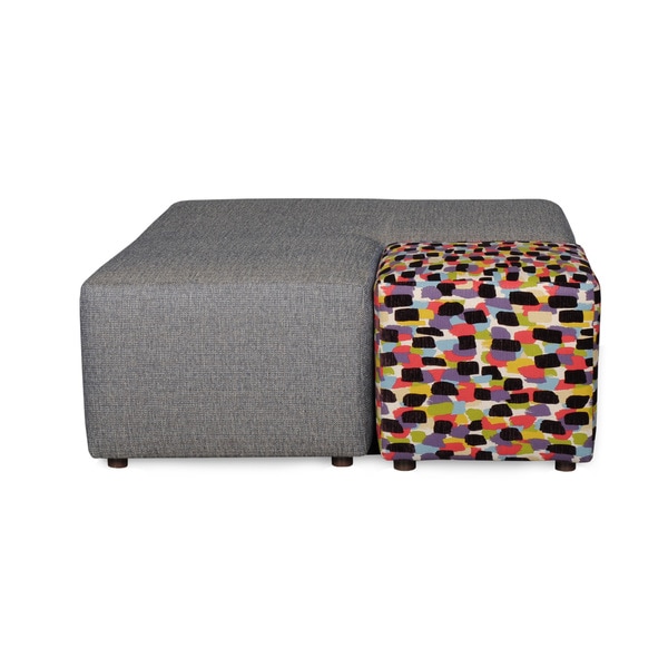 Sofab Josie Azure Cocktail Ottoman With Pull Out Accent Cube