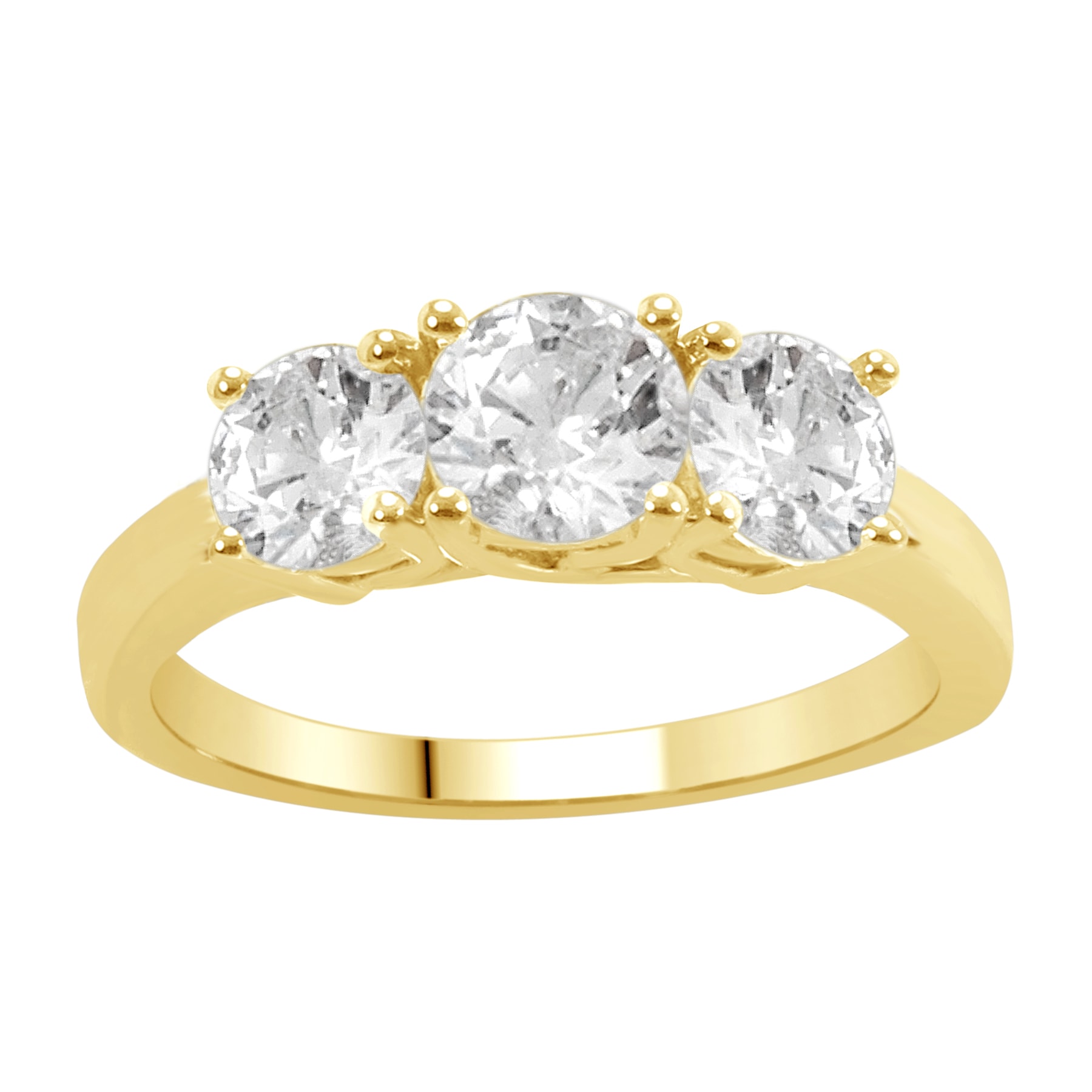 14k Yellow Gold 2ct TDW Diamond 3 stone Anniversary Ring (H I, I1 I2