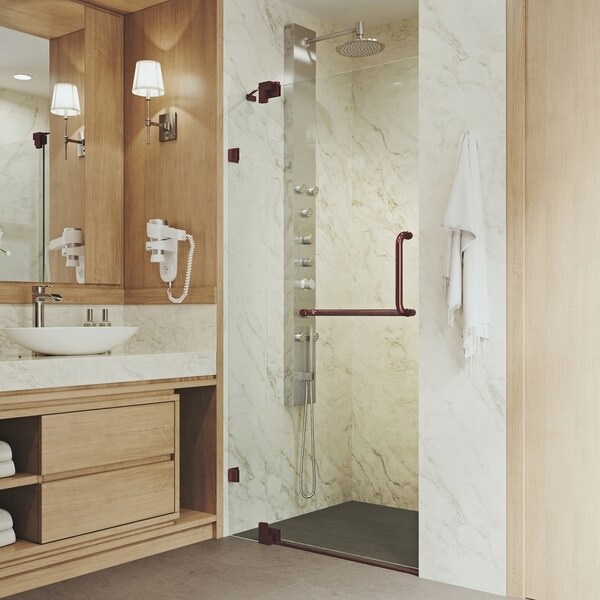 VIGO Pirouette Clear Adjustable Frameless Pivot Shower Door