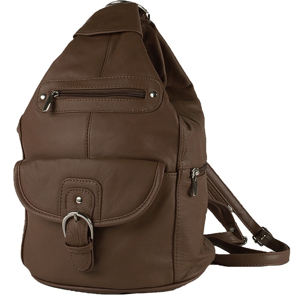 Shop Convertible Leather Backpack Shoulder Bag - L - Free Shipping ...