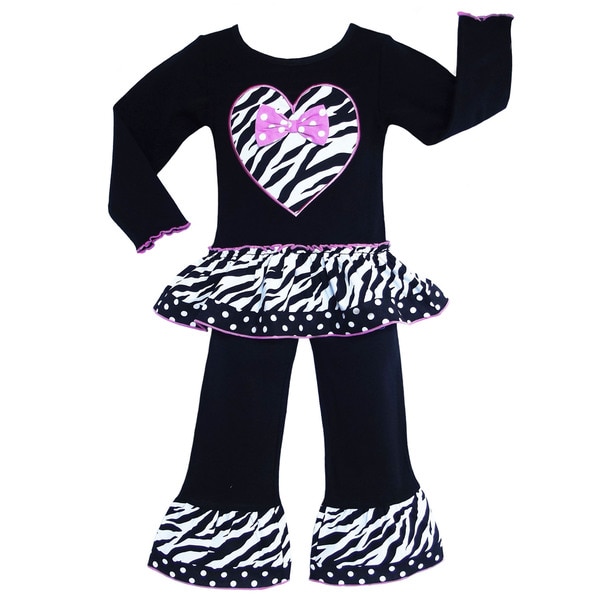 AnnLoren Girls Autumn Damask/ Chevron Turkey 2 piece Outfit