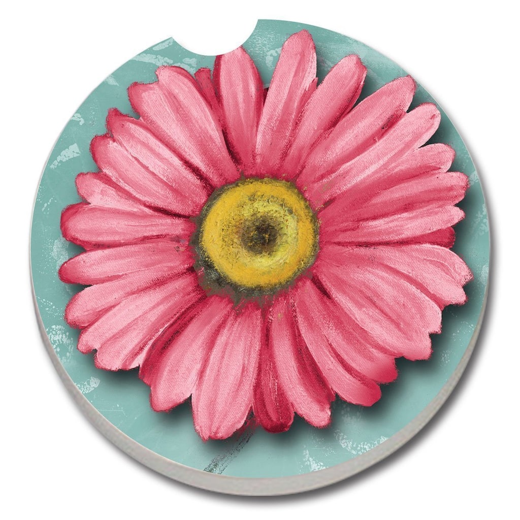 Counterart Absorbent Stone Car Coaster Blooming Daisy (Set of 2) - 4x6
