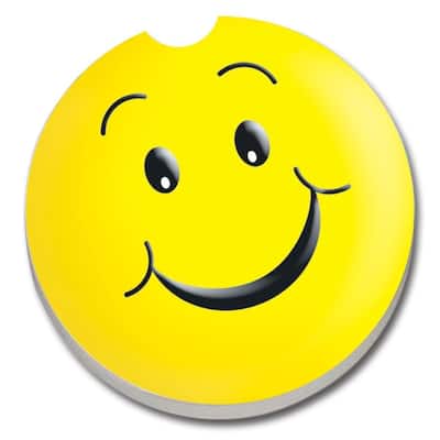 Counterart Absorbent Stone Car Coaster Happy Face (Set of 2)