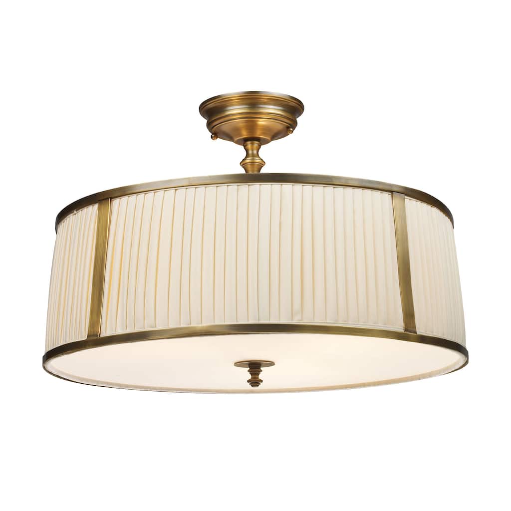 Elk Home Williamsport Brass With Cream Shade 4 Light Semi Flush