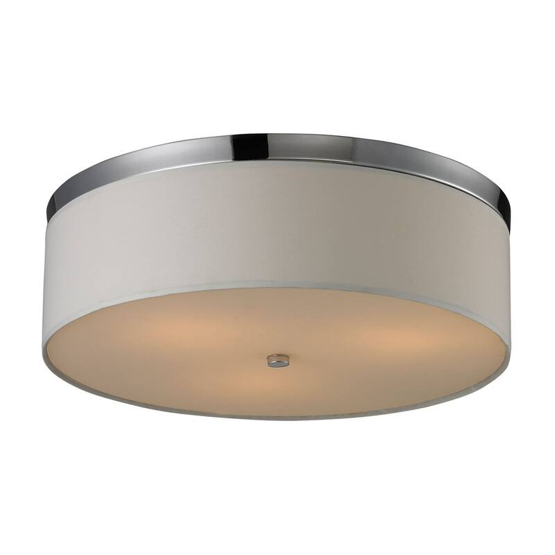 Elk Home Polished Chrome With Beige Shade 3 Light Flush Mount