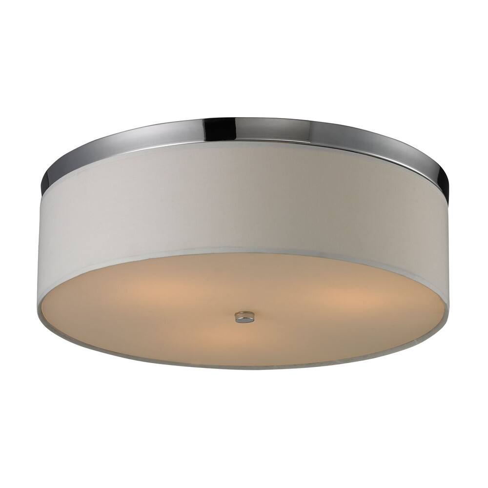 Elk Home Polished Chrome With Beige Shade 3 Light Flush Mount