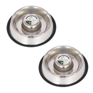 Iconic Pet 2-pack Slow Feed Stainless Steel Pet Bowl