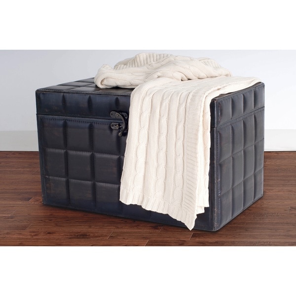 Rizzy Home Cable Knit Sweater Throw Cream