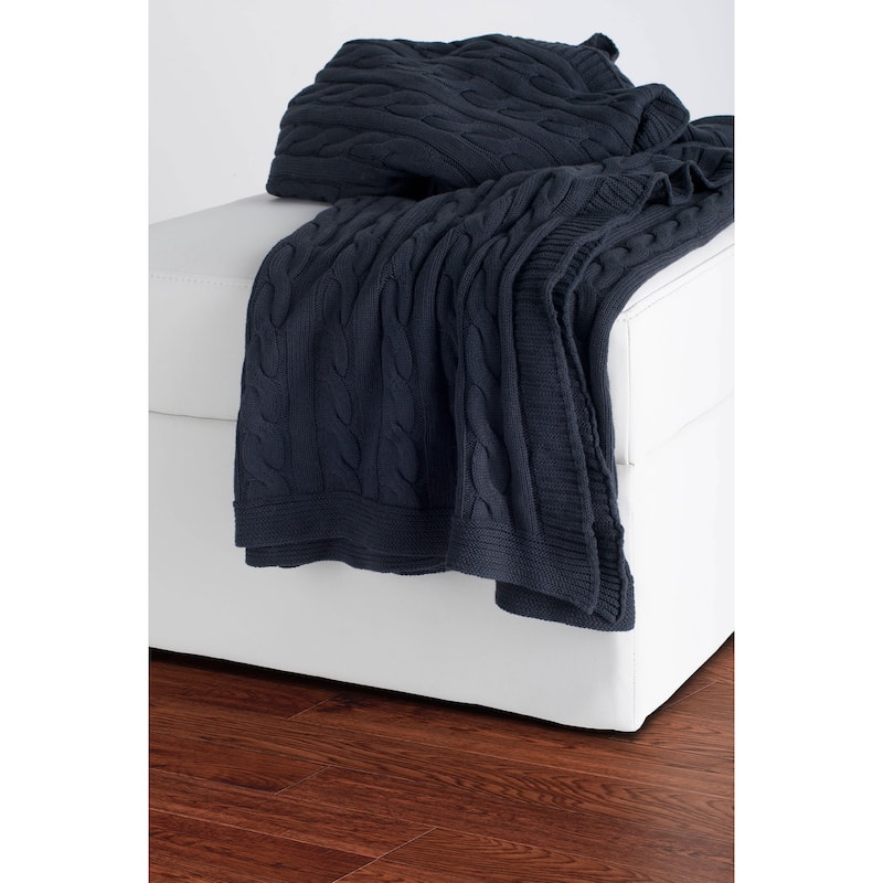 Rizzy Home Cable Knit Sweater Throw Grey - Bed Bath & Beyond - 10234311