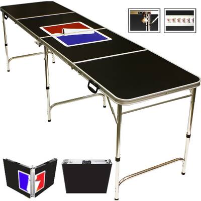 Sports Official Beer Pong Table 8 Feet with Bottle Opener Ball Rack and 6 Pong Balls