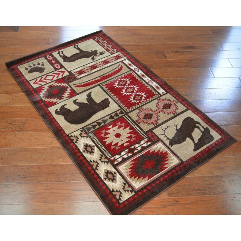 Rustic Lodge Bear Rug (3'3 x 5'3) - 4' x 6'/Surplus