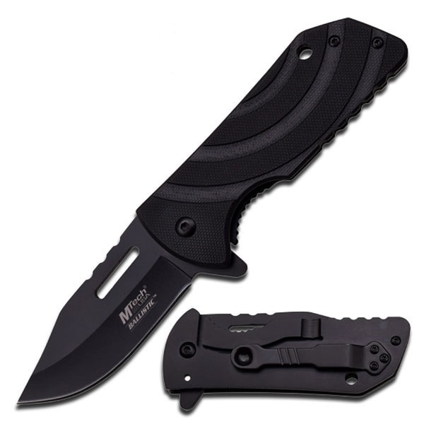 Mtech Ballistic 4 inch Folder 3 inch Blade Black G10 Textured Handle