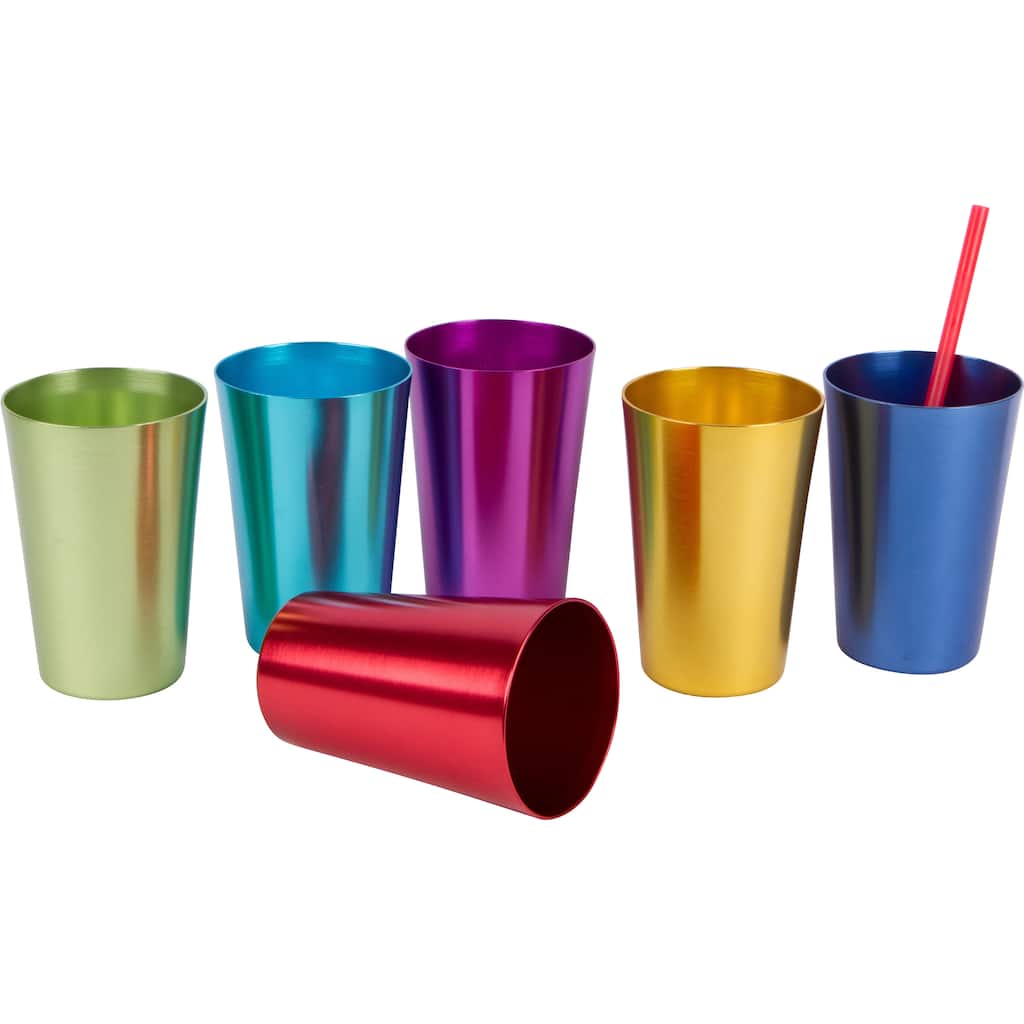 Assorted Retro Aluminum Tumblers (Set of 6)