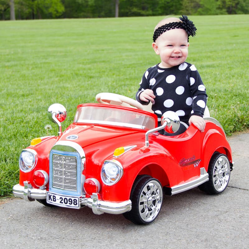 Toy Car Ride On, Classic Car Coupe With Remote Control & Sound by Lil' Rider (Red)