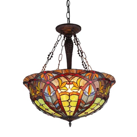 Tiffany Style Victorian Design 3-light Inverted Pendant