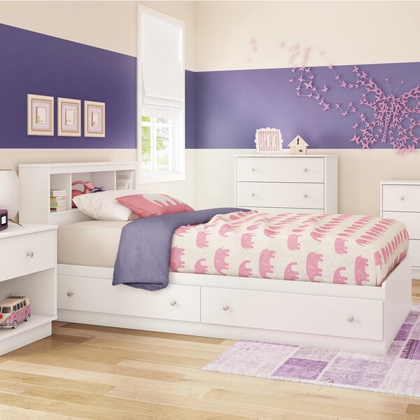 South Shore Litchi Mates Bed with 2 Drawers
