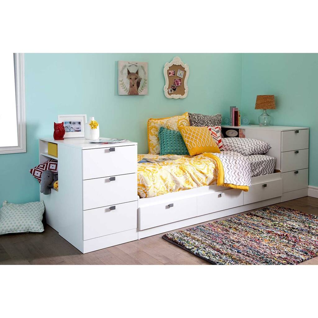 South Shore 39-inch Sparkling Twin Storage Headboard
