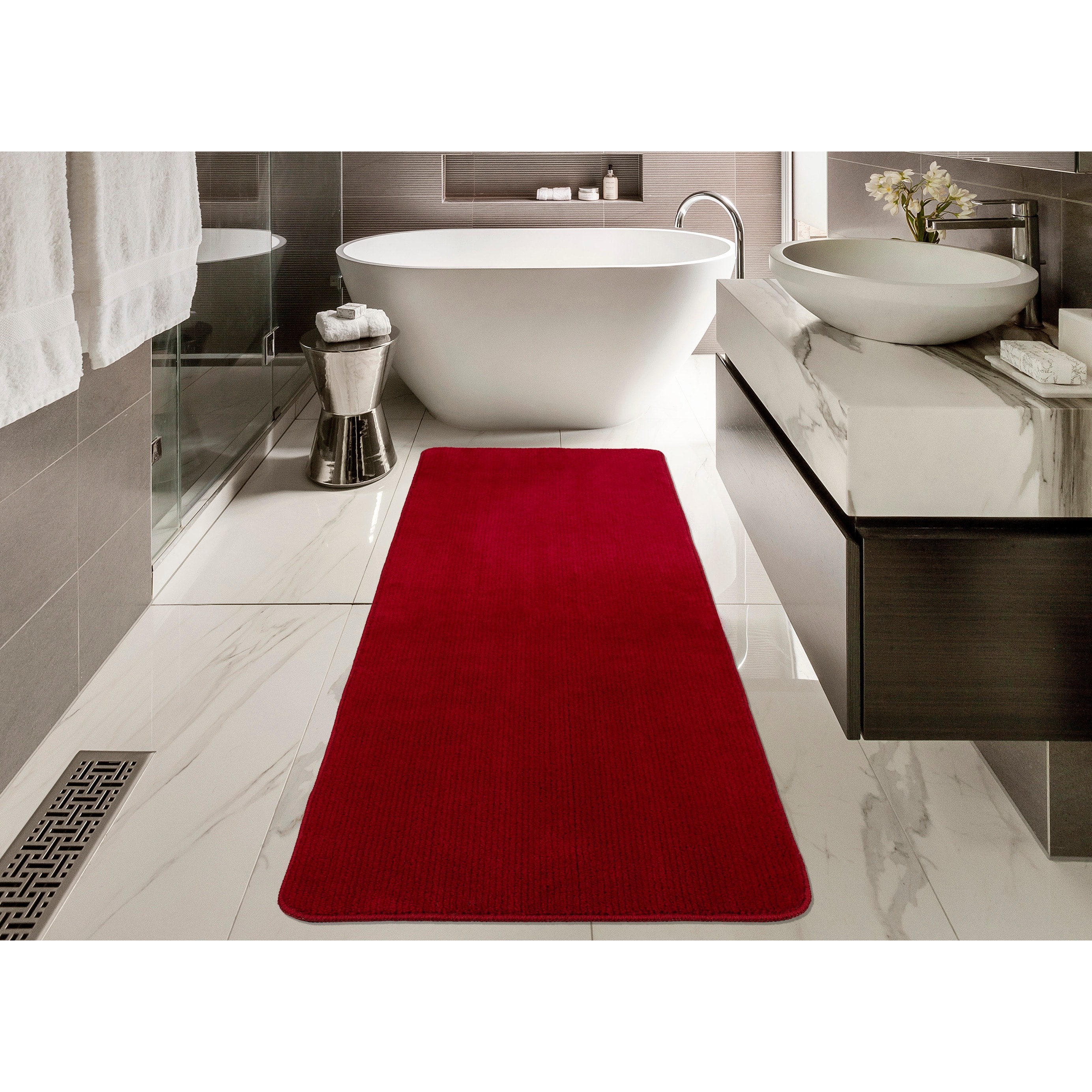 Softy Solid Red Non Slip Rubber Backing Bathroom Mat Rug Softy Solid Red Non Slip Rubber Backing