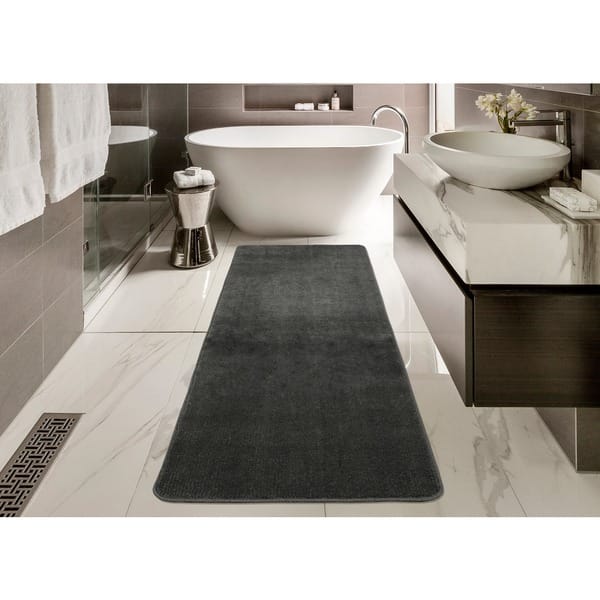 Shop Ottomanson Softy Solid Grey Non Slip Rubber Back Bathroom Mat Rug On Sale Overstock 10235189