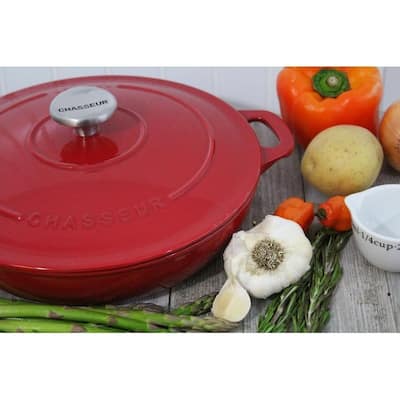 Cast Iron Lidded Braiser-1.8 quart, Red