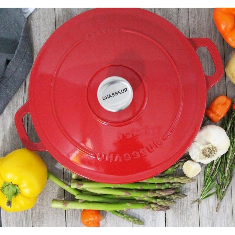 Cast Iron Lidded Braiser-1.8 quart, Red