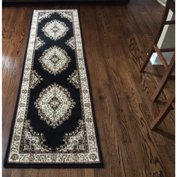 Amalfi Medallion Black Runner Rug (22 x 77)   Shopping