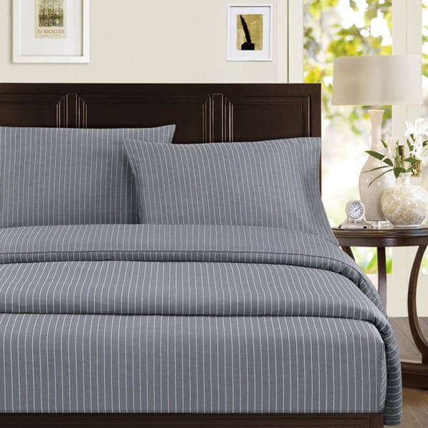Echelon Home Pinstripe Cotton Sheet Set