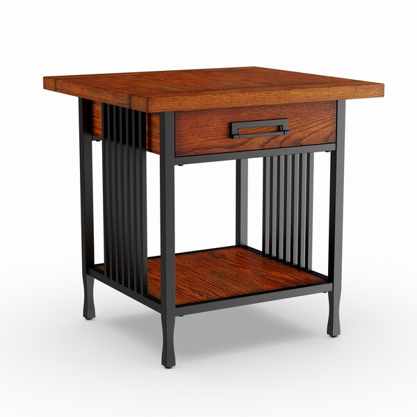 Carbon Loft Peter Matte Black Slatted Metal Oak End Table With Carbon Loft Peter Matte Black Slatted Metal Oak End Table With Drawer