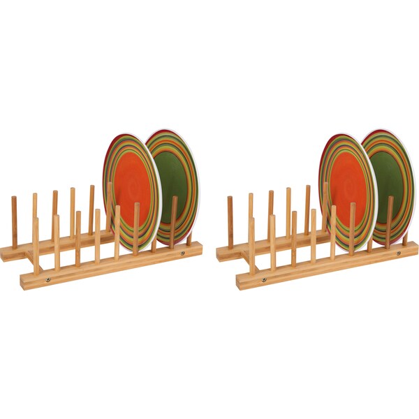 Shop Natural Bamboo Plate Holder (Set of 2) Free Shipping On Orders