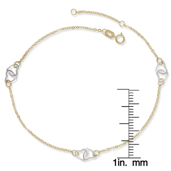 14K Gold /& Two Tone Silver Plated Diamond Cut Beads /& Infinity with 1In Extender Cable Chain Anklet