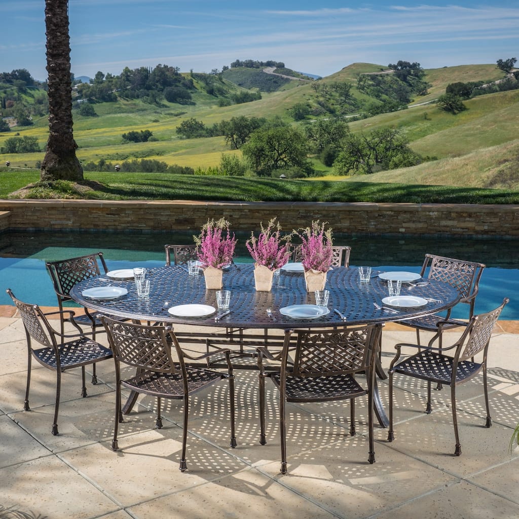 Sebastian Outdoor Cast Aluminum 9-piece Dining Set w by Christopher Knight Home
