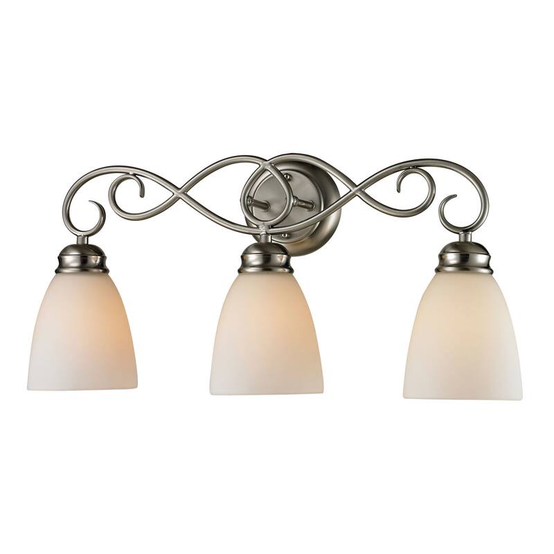 Elk Home Chatham Brushed Nickel With White Glass 3 Light Vanity Light - N/A