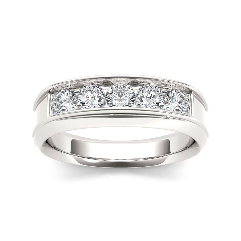 De Couer 14k White Gold 1ct TDW Diamond Men's Wedding Band